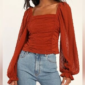 NWT XL Lulus Ready To Romance Ruched Fairy Boho Peasant Cottage Top Smocked Back